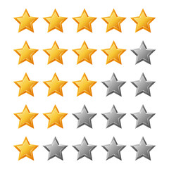 Rating gold star. Feedback, reputation and quality concept. Five stars customer product review rating review flat icon for apps and websites. Evaluation system