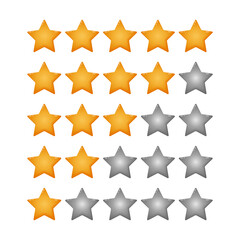 Rating gold star. Feedback, reputation and quality concept. Five stars customer product review rating review flat icon for apps and websites. Evaluation system