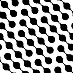 Circle seamless pattern. Repeating black dot on white background. Repeated metaball wallpaper. Abstract design for tech prints. Modern repeat backdrop. Blobs shapes. Circe form. Vector illustration
