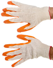 rubber gloves for work on a white background