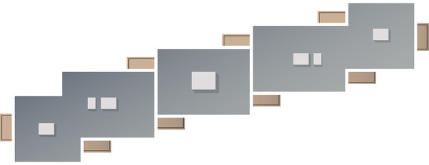 Building top view for landscape design.  PNG Object for plan, map, City. Condominium, residential house, apartment, city house from above