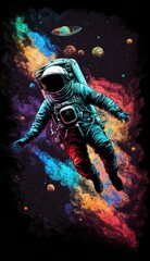 Fototapeta premium Out of this World: An Astronaut's Psychedelic Adventure in Deep Space