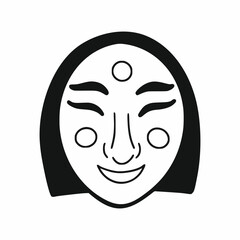 Korean funny face mask. Traditional festival in Korea. Vector doodle illustration. Sketch. National attribute.