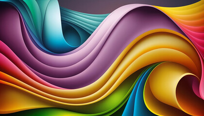 abstract fractal background with rainbow waves. Generative AI