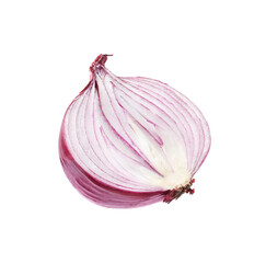 Half of fresh red ripe onion isolated on white