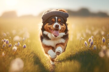 Dog running outdoor, Generative AI