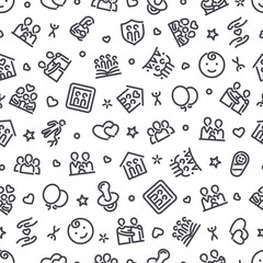 Family Seamless Pattern with Icons