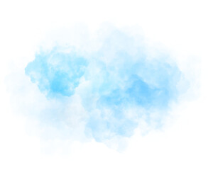 Ink blue color blot on PNG transparent abstract background. Watercolor painting. Hand drawn.