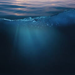 Fototapeta na wymiar Deep underwater, abstract marine background. Tranquil view