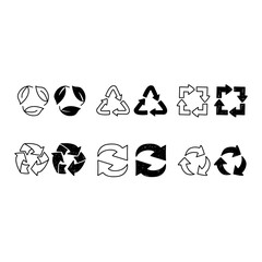 Hand drawn recycle circle arrow sign vector illustration