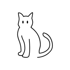 Minimalist cats hand drawn illustration. Cat doodles in abstract hand drawn style, black and white line art vector illustration.