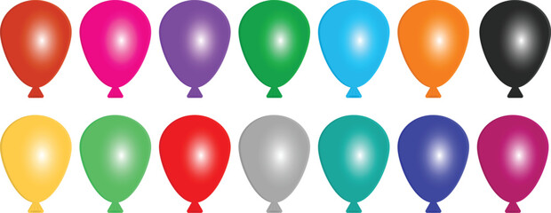 Colorful balloon set, Glossy balloons, Multicolor balloons, Party Balloons, Helium Ballons | Vector colorful balloons illustrations | Set of vector balloons