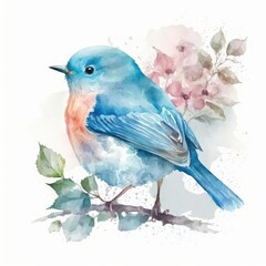 blue bird watercolor, ai generated