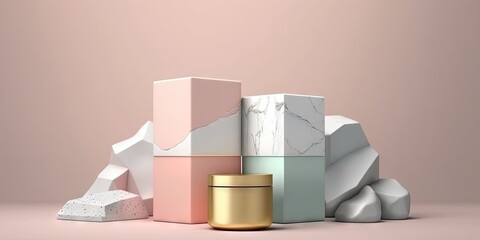 Background of stone used for displaying cosmetic products, Generative AI