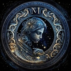 zodiac sign Virgo illustration, ai generated