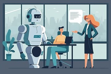 ai communicate with human in office, ai generated