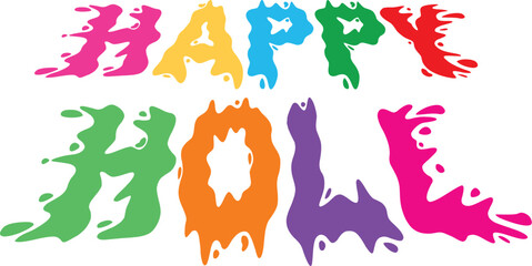 Happy holi festival colorful splashes Typography | Happy Holi typography | Happy holi abstract illustration of holi | Lettering holi festival
