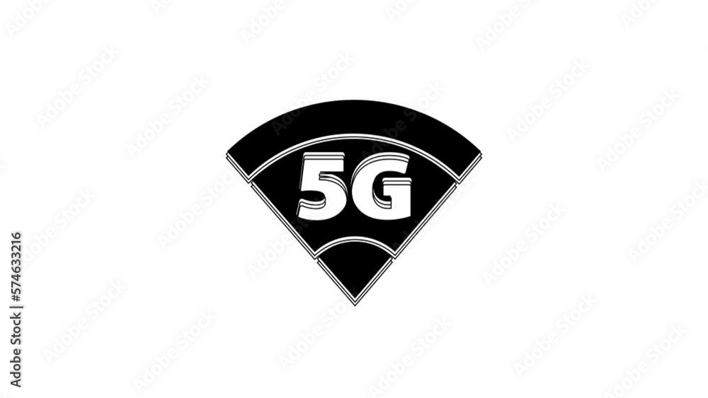 Poster black 5g new wireless internet wifi connection icon isolated on white background. global network hig