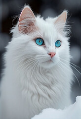 Fototapeta premium cat on the snow, Generative AI