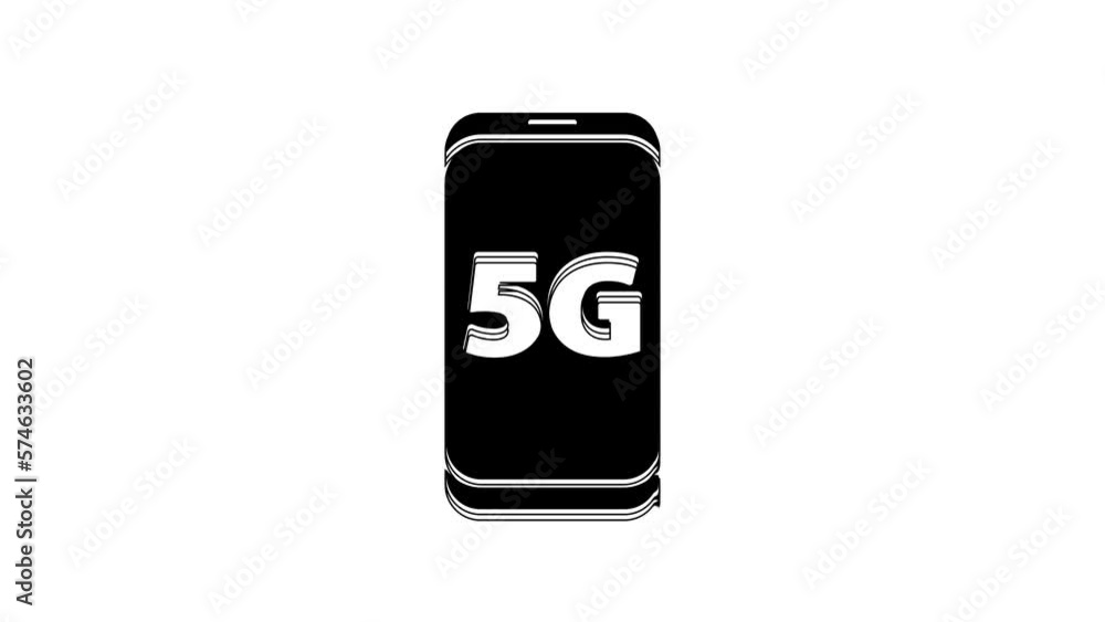 Poster black mobile with 5g new wireless internet wifi icon isolated on white background. global network hi