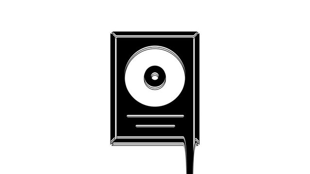 Black CD disk award in frame icon isolated on white background. Modern ceremony. Best seller. Musical trophy. 4K Video motion graphic animation