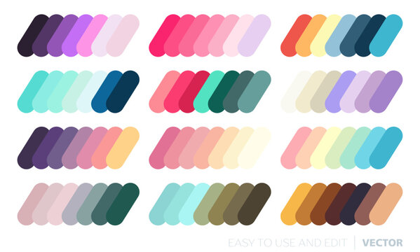 Сolor palettes, modern color schemes and combinations. Collection of matching colors.