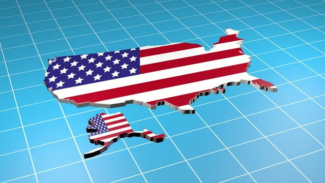 United States of America Border Map Intro Animation. 3D Illustration