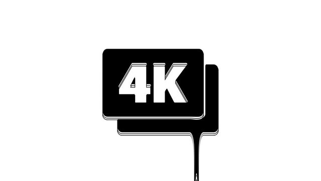 Black 4k Ultra HD icon isolated on white background. 4K Video motion graphic animation