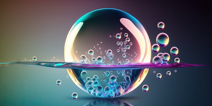 The Liquid B 1 contains Cosmetic Essence Liquid bubble Molecules, Generative AI