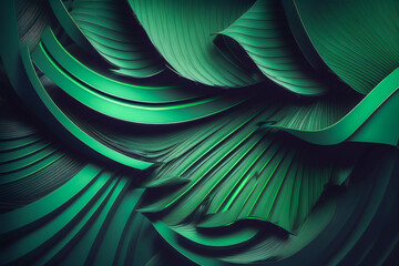 abstract green 3d paper cut background, generative ai