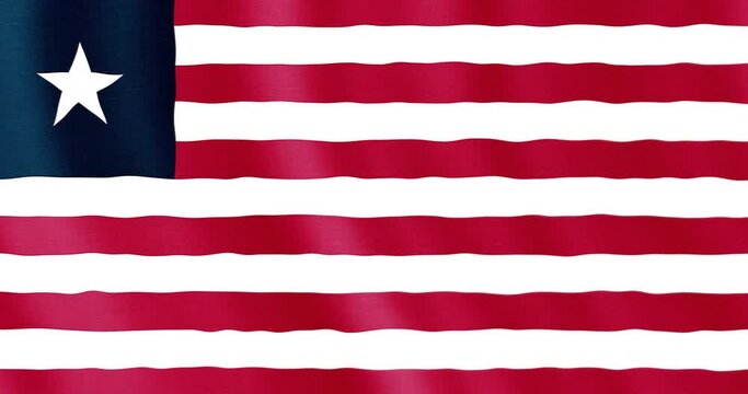 Liberian flag seamless loop animation. 4k animation background with the flag of Liberia. 4k resolution animated backdrop.