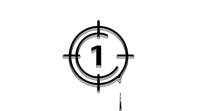 Black Old film movie countdown frame icon isolated on white background. Vintage retro cinema timer count. 4K Video motion graphic animation