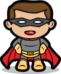 cartoon illustration of superhero hero smiling and posing proudly