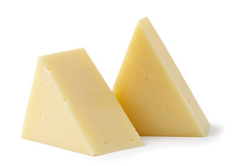 Cheese triangles on a white background. Isolated