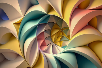 3d abstract paper cut background with line, generative ai illustration