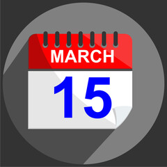  March 15, March 15 calendar date on gray background