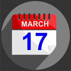 March 17, March 17 calendar date on gray background