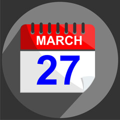  March 27, March 27 calendar date on gray background.