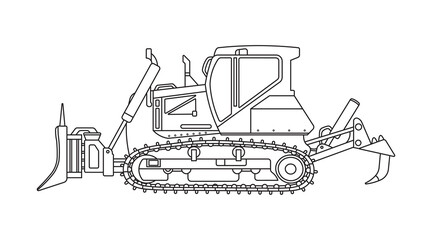 Hand drawn Vector illustration color children construction small dozer machine clipart