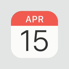 April 15 icon isolated on background. Calendar symbol modern, simple, vector, icon for website design, mobile app, ui. Vector Illustration