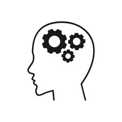Human head gears tech logo, Cogwheel engineering technological inside brain, Artificial intelligence,