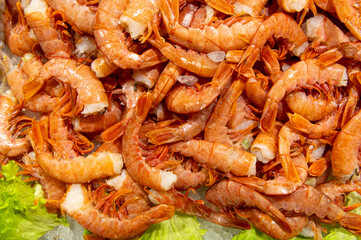 fresh orange shrimps with salad