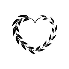 Flat style emblem of a set of heart-shaped laurel, foliate, wheat and oak wreaths depicting award, achievement, heraldry, nobility. Floral greek branch included. color editable