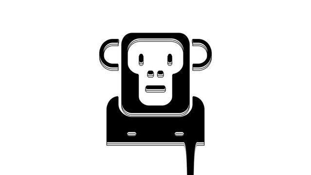 Black Monkey icon isolated on white background. 4K Video motion graphic animation