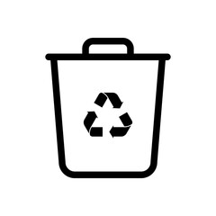 Trash icon and recycle sign symbol
