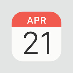 April 21 icon isolated on background. Calendar symbol modern, simple, vector, icon for website design, mobile app, ui. Vector Illustration