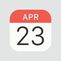 April 23 icon isolated on background. Calendar symbol modern, simple, vector, icon for website design, mobile app, ui. Vector Illustration
