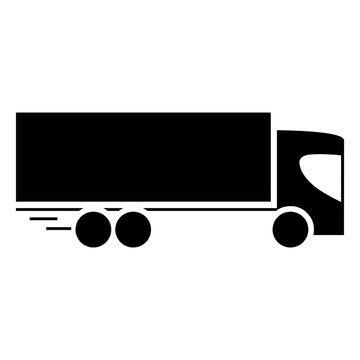 truck with trailer. Vector single icon design side view.
