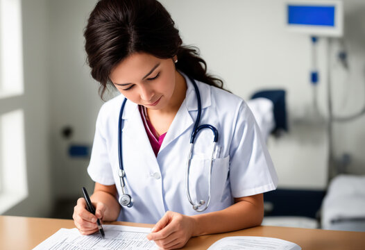 Female doctor writing a prescription