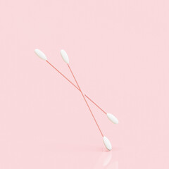 Personal hygiene product icon. Cotton swabs for ears. 3D render